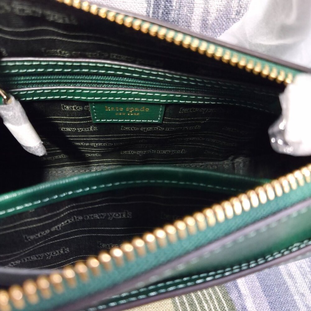 Kate Spade New York Bleecker Saffiano Small Leather Crossbody Bag In Arugula - Picture 8 of 13